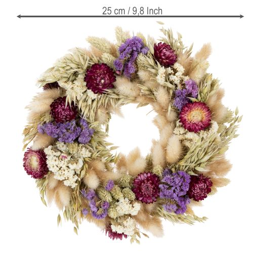 Artikel Krans van gedroogde bloemen, feestelijke tafeldecoratie voor speciale gelegenheden en seizoenen, 25 cm