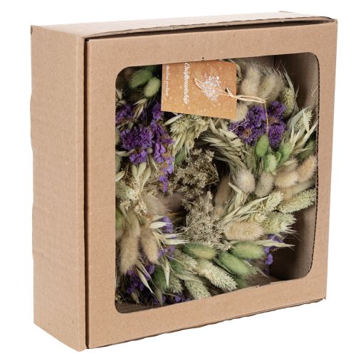 Artikel Krans van gedroogde bloemen voor de lente en zomer, voor op tafel en bij de voordeur, voor speciale gelegenheden met kleurrijke accenten, 26 cm
