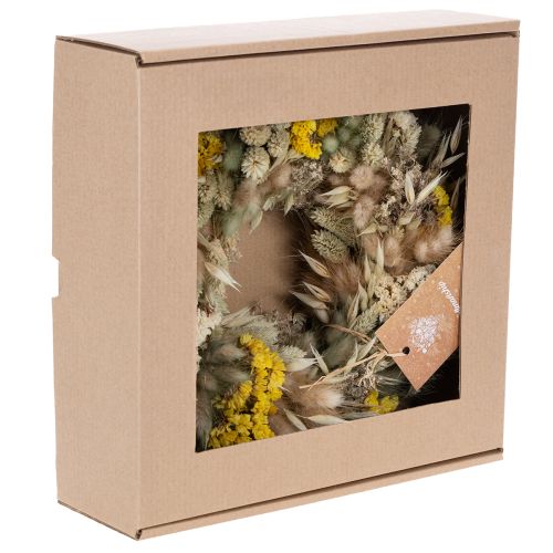 Artikel Krans van gedroogde bloemen, natuurlijke decoratie voor tafel, woonkamer en hal, 25 cm