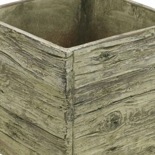 Artikel Bloempot vierkant 18x18cm betonbak houtlook