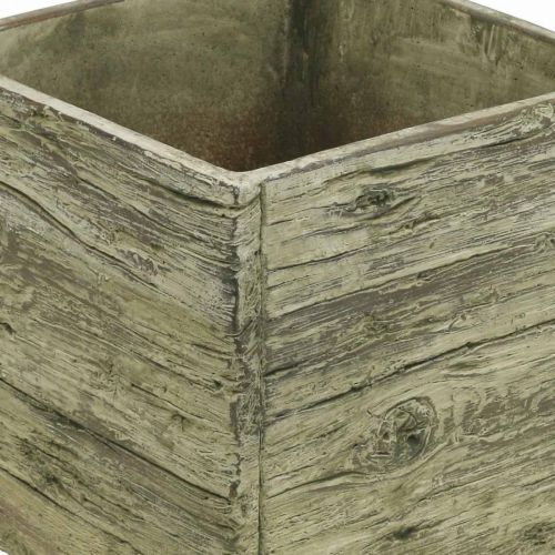 Floristik24 Bloempot vierkant 18x18cm betonbak houtlook