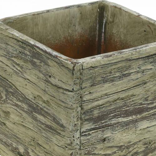 Floristik24 Bloempot vierkant 15x15cm betonbak houtlook