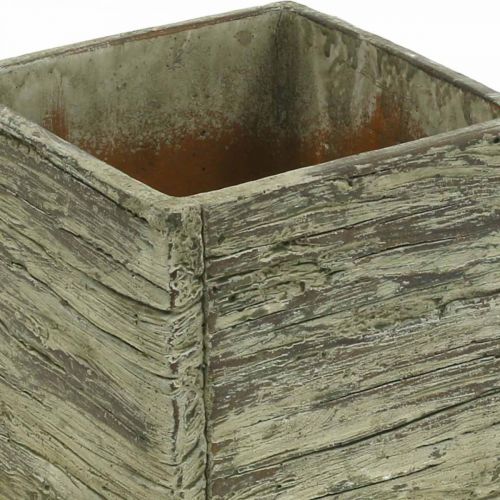Floristik24 Bloempot vierkant 12x12cm beton kubus houtlook