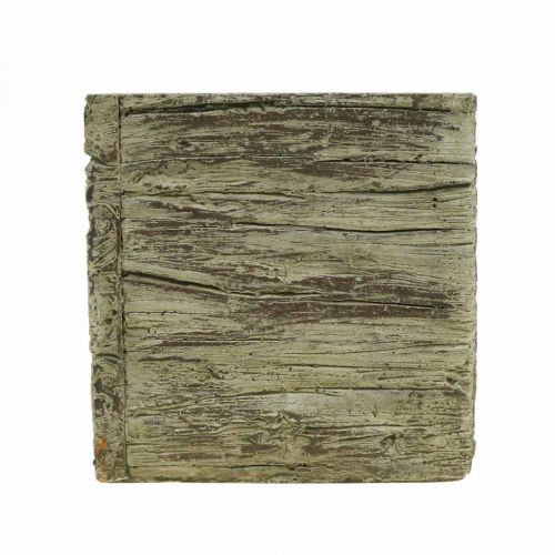 Floristik24 Bloempot vierkant 9,5x9,5cm beton plantenbak houtlook