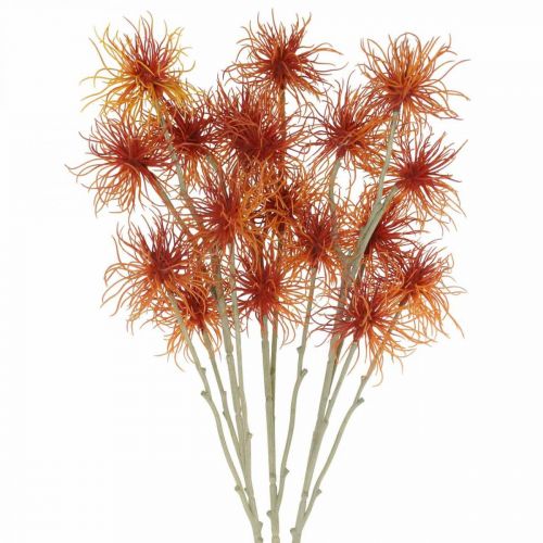 Xanthium kunstbloem herfstdecoratie oranje 6 bloemen 80cm 3st