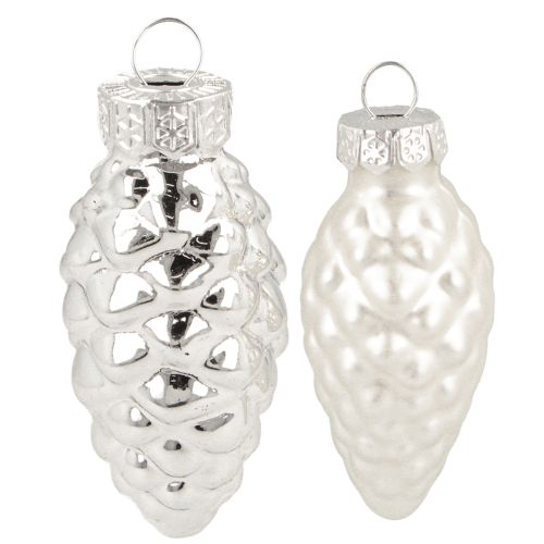 Floristik24 Kegeltjesmix van glas zilver 5cm 14 stuks
