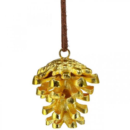 Dennenappel decoratie kegels om op te hangen Goud H6cm