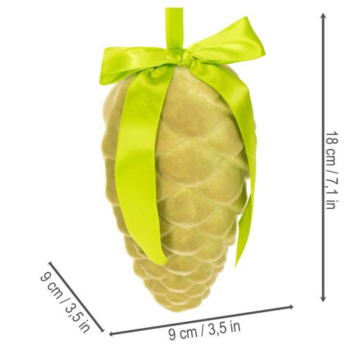 Decoratieve dennenappels om op te hangen, met fluweel beklede dennenappels met lint en strik, 18 cm, 3 stuks | Floristik24.nl