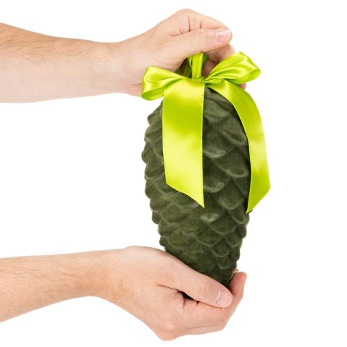 Kunstmatige dennenappelhangers met cadeaulint en strik, 23 cm, 3 stuks | Floristik24.nl