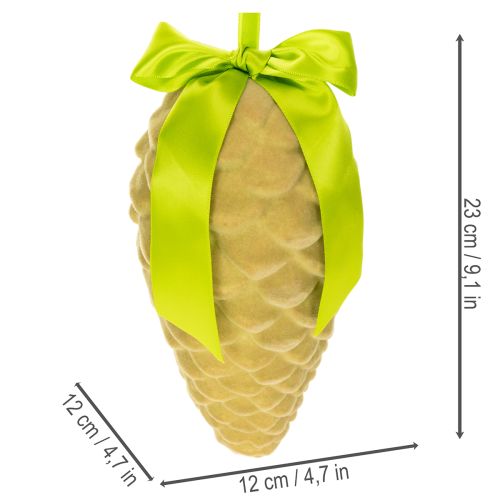 Kunstmatige dennenappelhangers met cadeaulint en strik, 23 cm, 3 stuks | Floristik24.nl