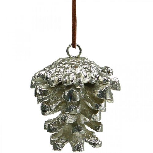 Floristik24 Dennenappel decoratieve kegels om zilver op te hangen H6cm