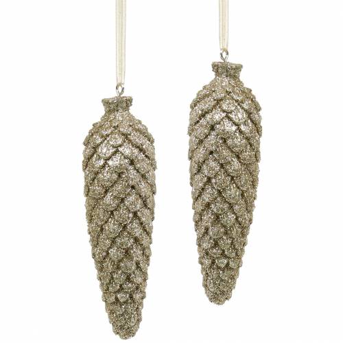 Kerstboomdecoraties kegels goud glitter 11cm 4st