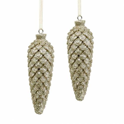 Floristik24 Kerstboomdecoraties kegels goud glitter 8,5cm 6st