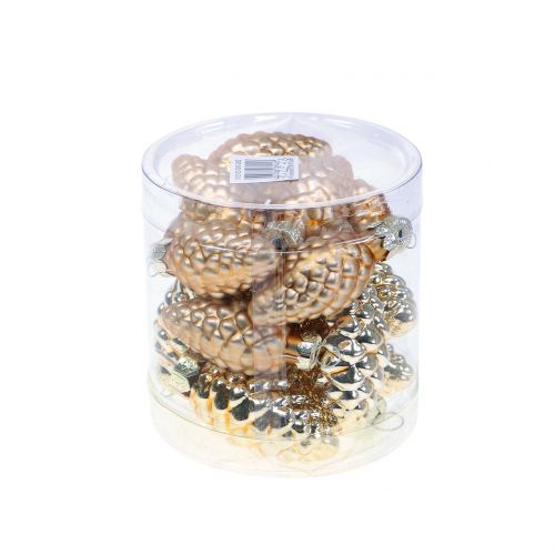 Artikel Kegeltjes mix van glas goud 5cm 14 st