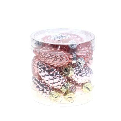 Artikel Kegelmix van glas roze 5cm 14 st