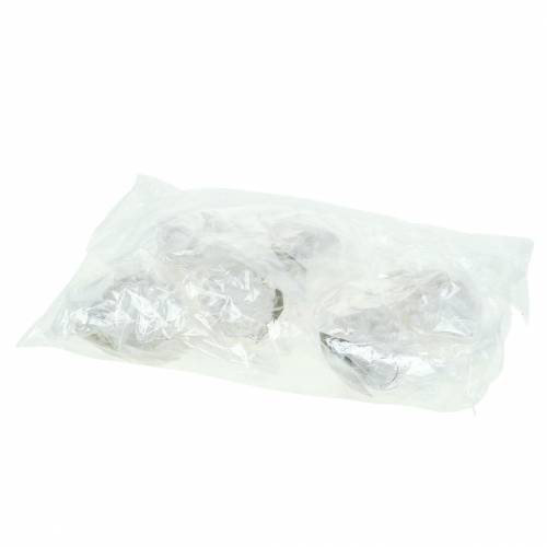 Floristik24 Kerstboomversiering kegels wit glitter 9cm x 4,5cm 6st