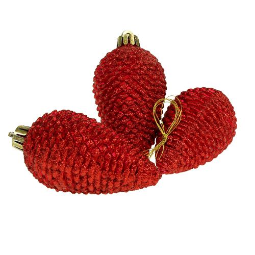Floristik24 Kerstboomversiering kegels rood 9cm 6st