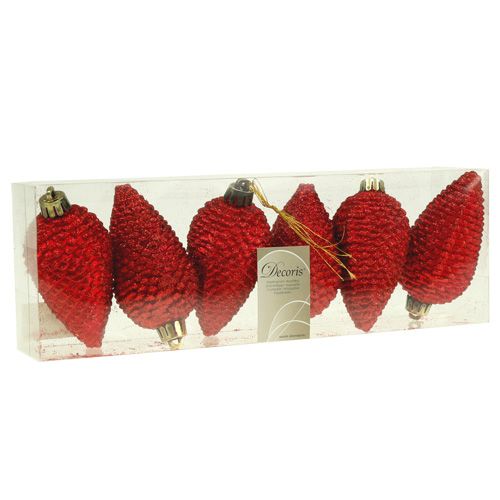Floristik24 Kerstboomversiering kegels rood 9cm 6st