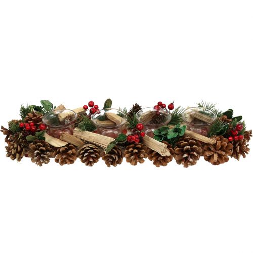 Floristik24 Kerstkaars arrangement natuur 45cm