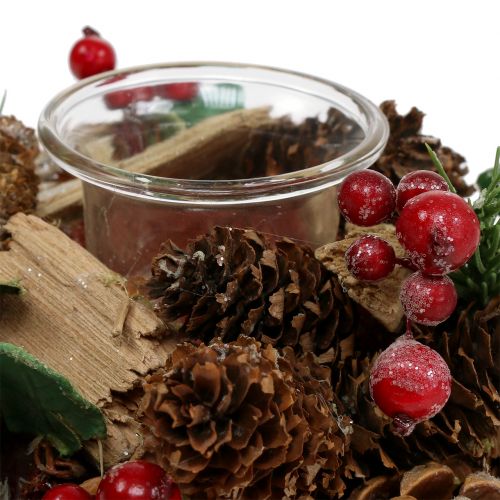 Floristik24 Kaarsenarrangement met kegels natuur 19cm