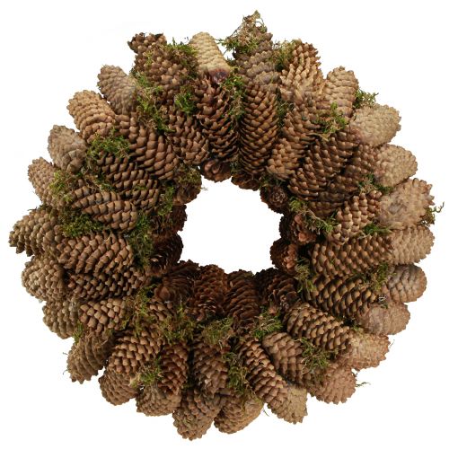 Artikel Kegelkrans met mos Grote krans gemaakt van sparren kegels Ø45cm
