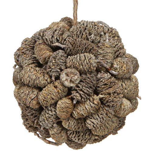 Kegelbol voor het ophangen van elzen kegels wit gewassen 12cm