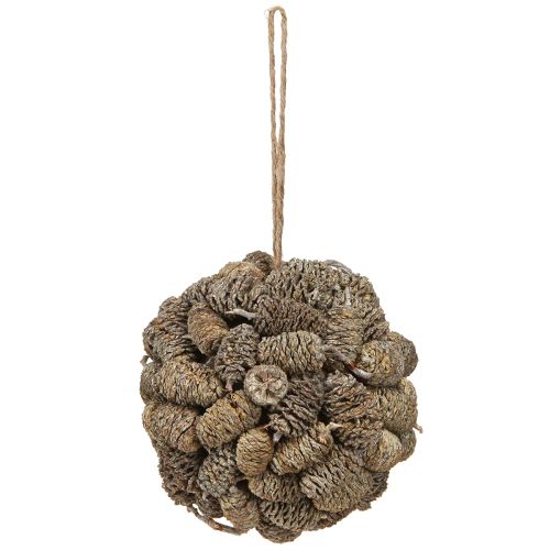 Floristik24 Kegelbol voor het ophangen van elzen kegels wit gewassen 12cm