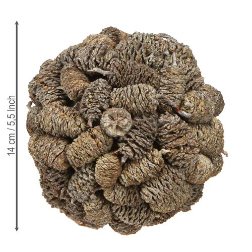 Artikel Kegelbol voor het ophangen van elzen kegels wit gewassen 12cm