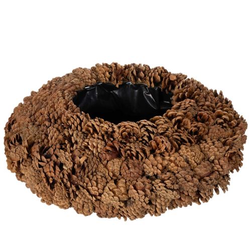Ronde bloempot van dennenappels, 38 cm; ronde bloempot van dennenappels, naturel bruin, 38 cm x 14 cm