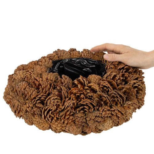 Ronde bloempot van dennenappels, 38 cm; ronde bloempot van dennenappels, naturel bruin, 38 cm x 14 cm | Floristik24.nl