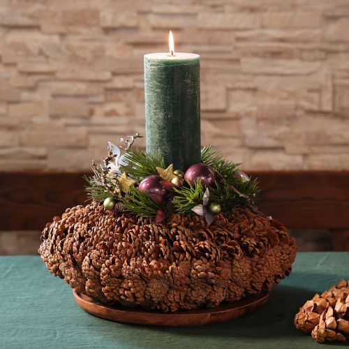 Ronde bloempot van dennenappels, 38 cm; ronde bloempot van dennenappels, naturel bruin, 38 cm x 14 cm | Floristik24.nl