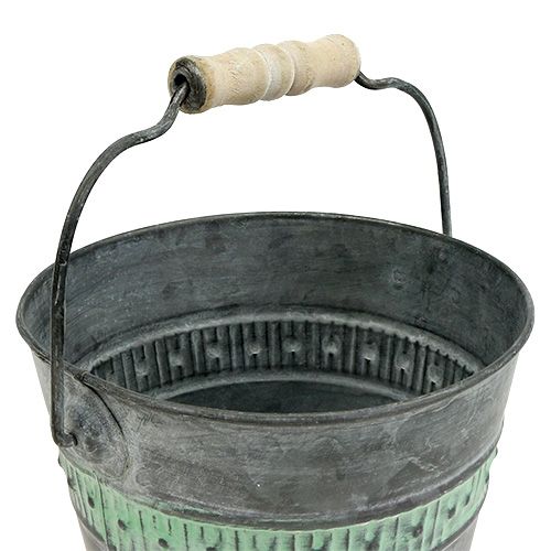 Floristik24 Zinkemmer met groen Ø15cm H12cm