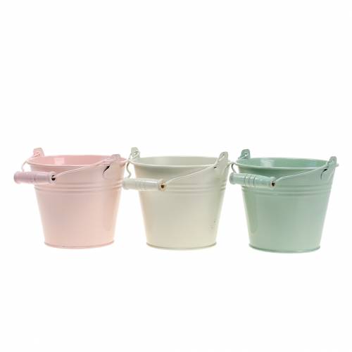 Assortiment zinken emmer pastelkleuren Ø10cm H8cm 10p