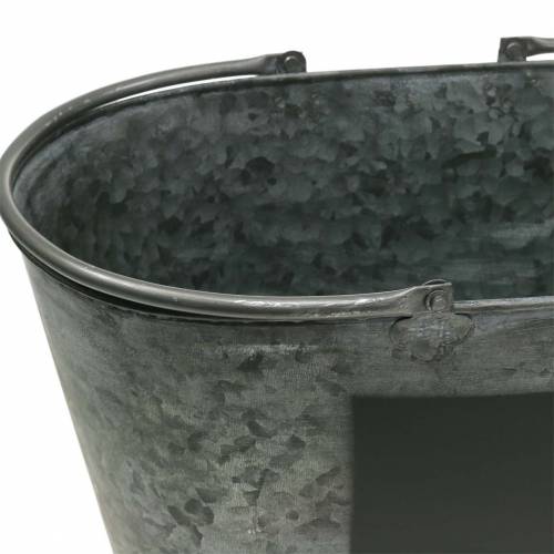 Floristik24 Zinken kuipplanter met handgrepen Ovaal Grijs H20cm