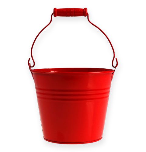 Floristik24 Decoratieve zinken emmers rood Ø14 H12cm 6st