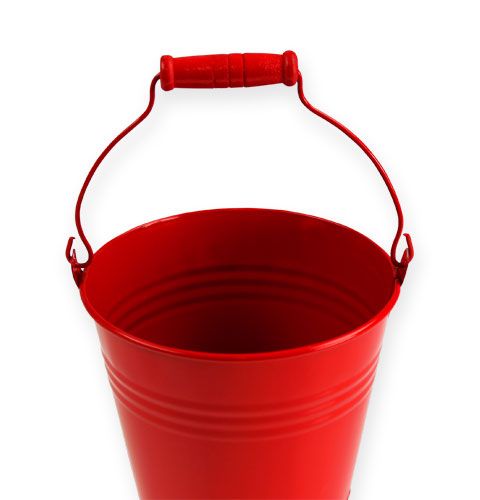 Floristik24 Decoratieve zinken emmers rood Ø14 H12cm 6st