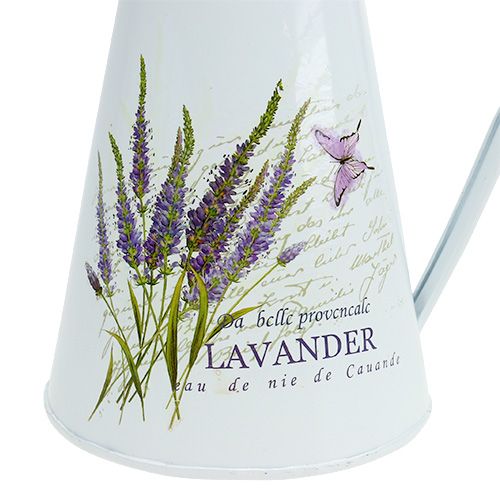 Floristik24 Zinkpot met lavendelmotief wit H 22cm 1 st