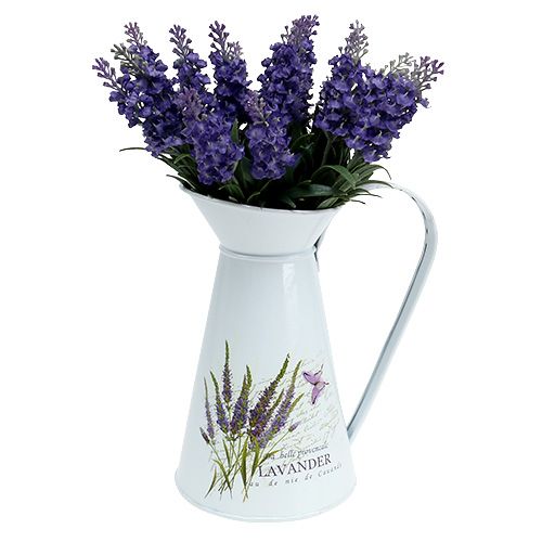 Floristik24 Zinkpot met lavendelmotief wit H 22cm 1 st