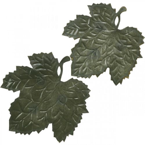 Floristik24 Metalen decoratieve herfstbladeren decoratieve schaal Ø33/40cm set van 2