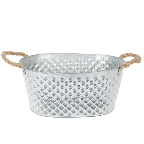 Grote ovale zinken schaal, 31 cm x 20 cm, H15 cm kopen | Floristik24.nl