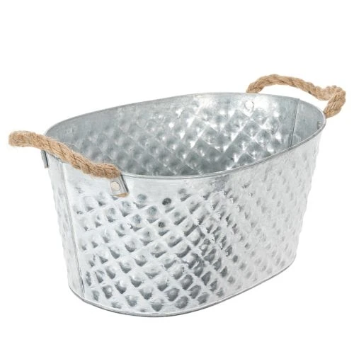 Grote ovale zinken schaal, 31 cm x 20 cm, H15 cm | Floristik24.nl