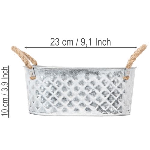Ovale zinken kom 23 cm x 12 cm H10,5 cm | Floristik24.nl