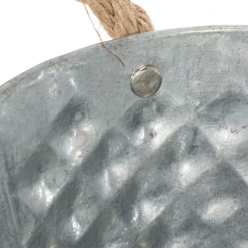 Ovale zinken kom met touwgrepen, 27 cm x 17,5 cm, H12 cm | Floristik24.nl