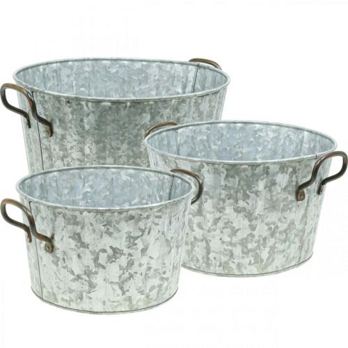 Decoratieve plantenbak metaal zink Ø26,5/30,5/34,5cm set van 3