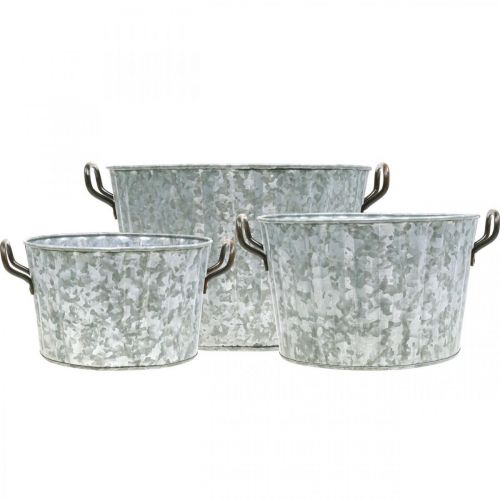 Floristik24 Decoratieve plantenbak metaal zink Ø26,5/30,5/34,5cm set van 3