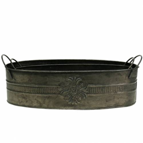 Floristik24 Sierschaal antiek ovaal zink 33.5cm / 29.5cm 2st