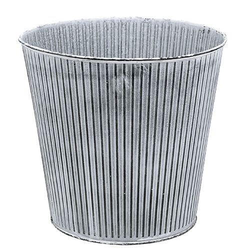 Floristik24 Zinkpot grijs met strepen Ø22cm H21cm