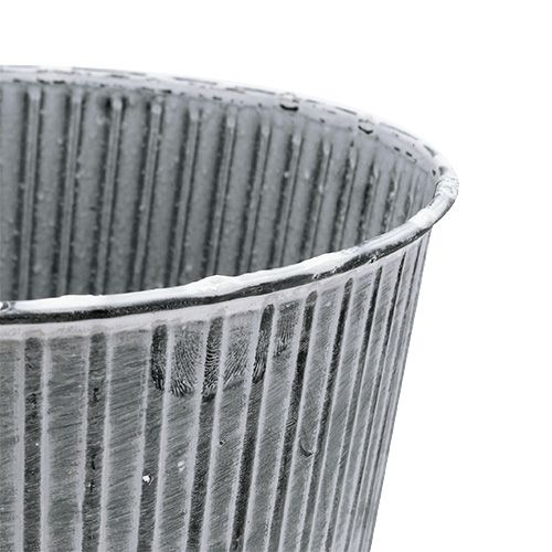 Floristik24 Zinkpot grijs met strepen Ø22cm H21cm