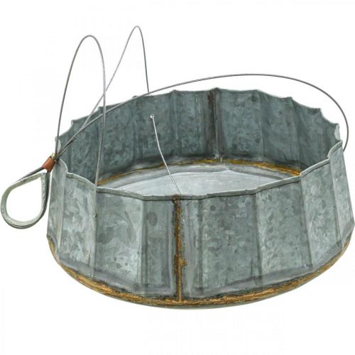 Artikel Bloemmand metalen sierschaal zink antiek Ø25.5cm H8.5cm