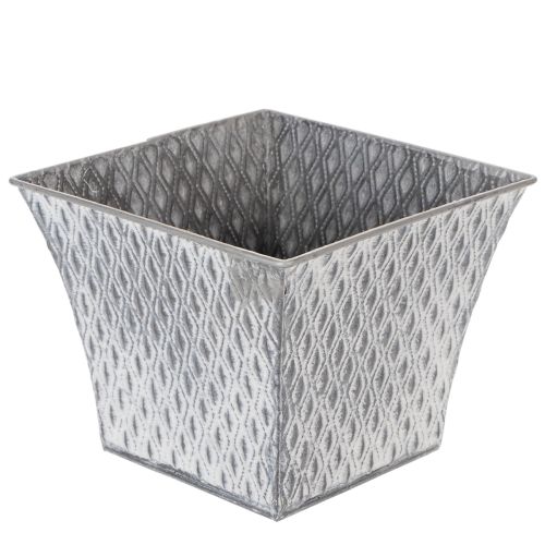 Zinken pot met diamantpatroon, H15cm